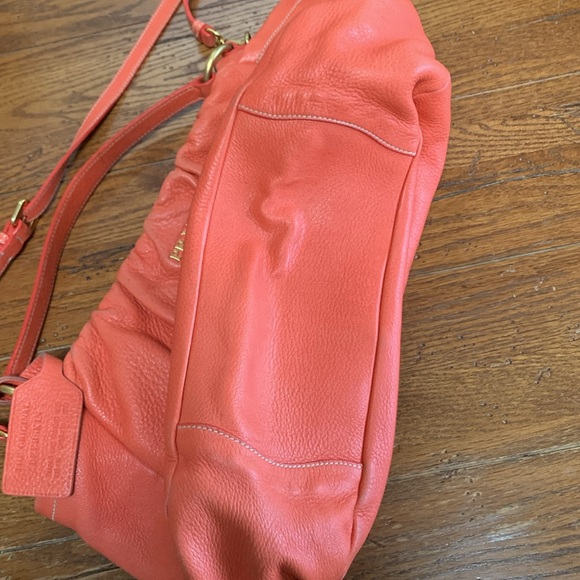 PRADA Cervo Pleat Bag Hobo Orange Deerskin Women’s Crossbody Designer Purse - Picture 7 of 16